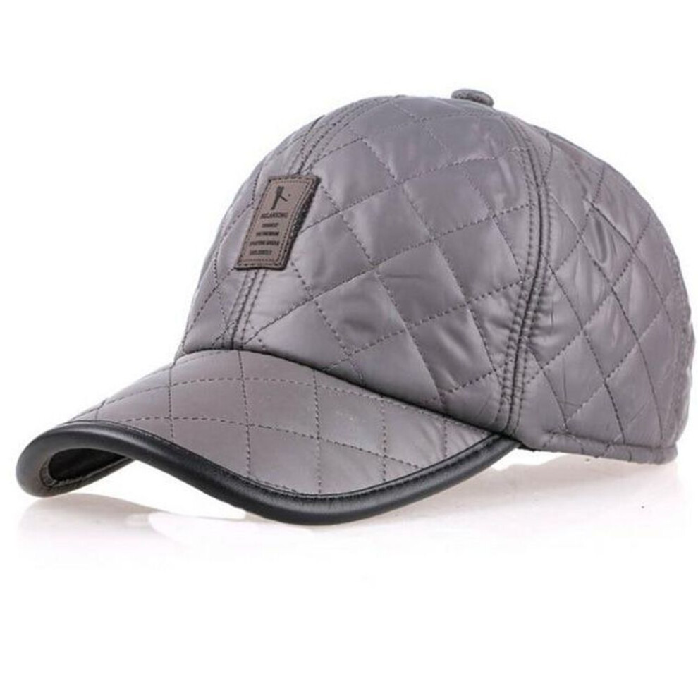 (gray) Fashion Baseball Cap Men Autumn Winter Fashion Caps Waterproof Fabric Hats Thick Warm Earmuffs Cap