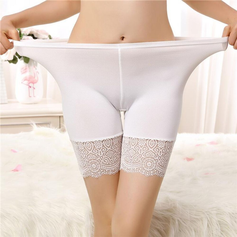 (white, XL :65-90kg) Seamless Underwear Shorts Women Soft Cotton Safety Short Pants Female Sexy Lace Black Boxers Women Plus Size Boyshort Panties