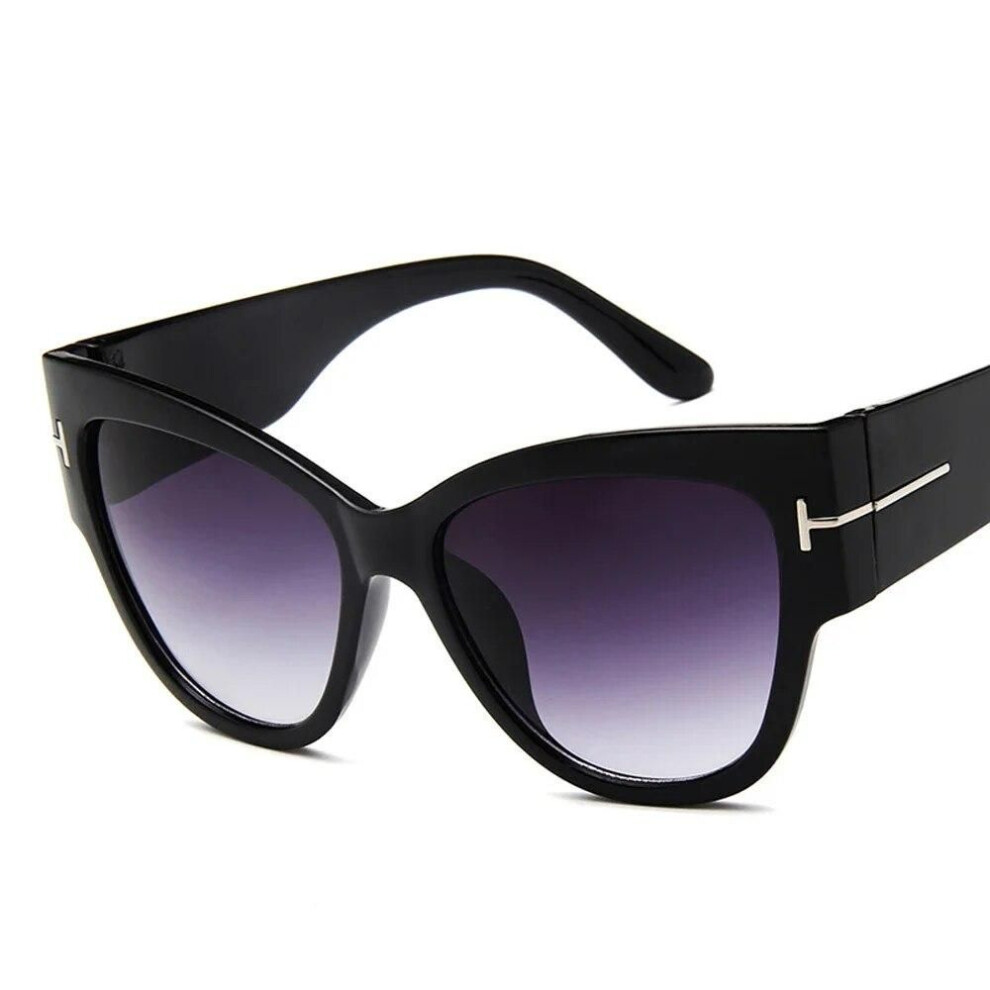 (black,purple) Fashion Sunglasses Women Cat Eye Oversized Sunglasses Female Gradient Lens Sun Glasses