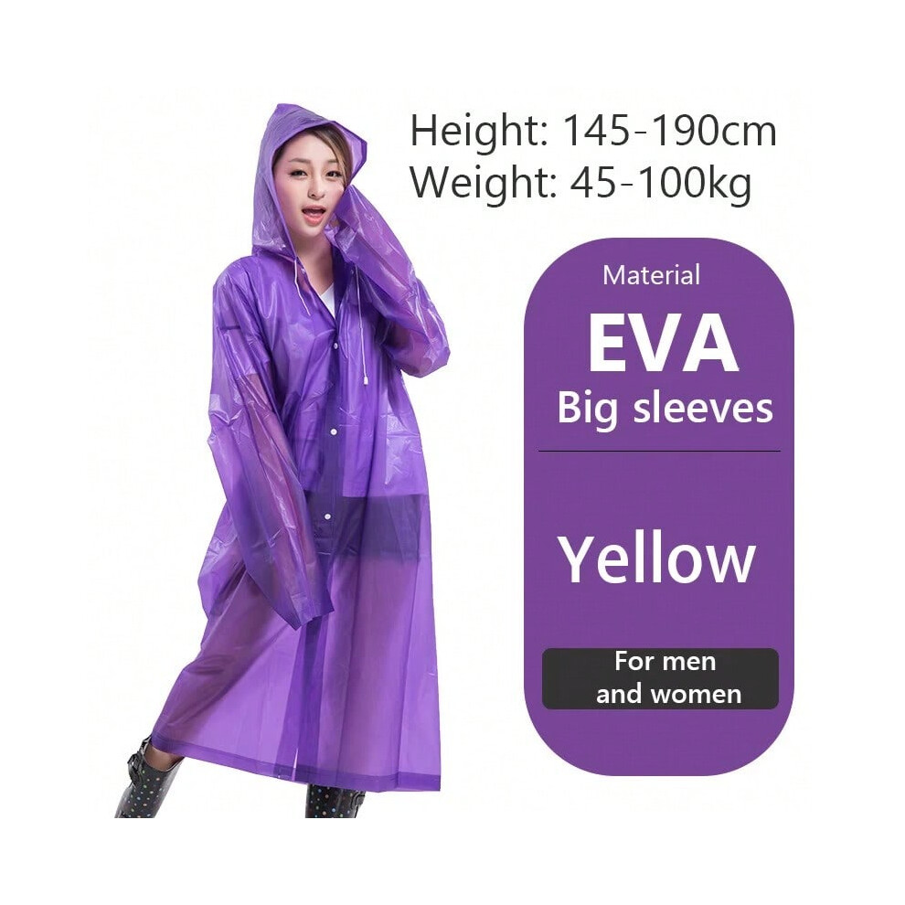 (Purple, One Size) Raincoat Women Men Impermeable Thickened Waterproof Raincoat Tourism Outdoor Hiking Rain Poncho Raincoat Hooded Rain Coat