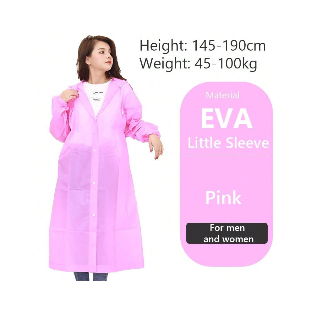 (Pink little, One Size) Raincoat Women Men Impermeable Thickened Waterproof Raincoat Tourism Outdoor Hiking Rain Poncho Raincoat Hooded Rain Coat
