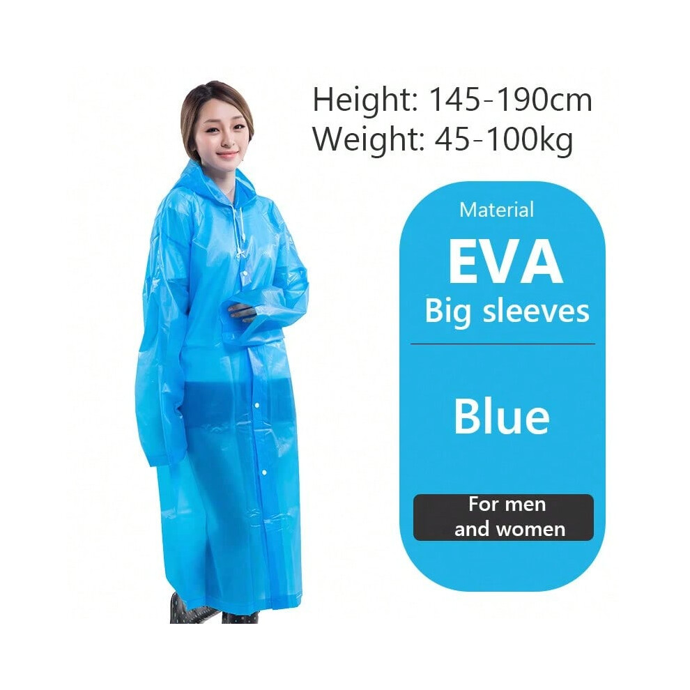 (Blue, One Size) Raincoat Women Men Impermeable Thickened Waterproof Raincoat Tourism Outdoor Hiking Rain Poncho Raincoat Hooded Rain Coat