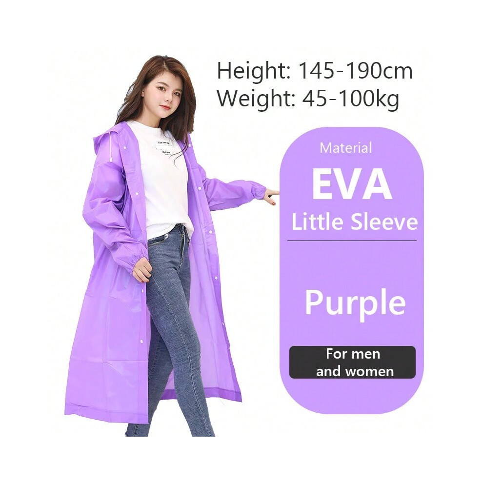 (Purple little, One Size) Raincoat Women Men Impermeable Thickened Waterproof Raincoat Tourism Outdoor Hiking Rain Poncho Raincoat Hooded Rain Coat