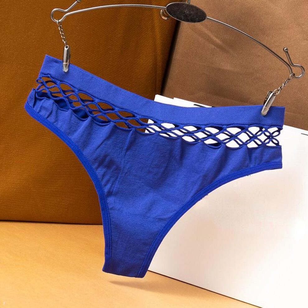 (blue, XL) Sexy Women's Thong Panties Waist Hollow Exotic Lingerie Breathable Nylon Underwear Ladies Thongs Underpants