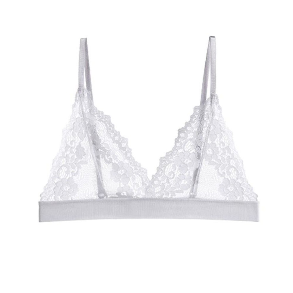 (white, L) Classic Transparent Bra Lace Sexy Temptation Underwear Women Ultra Thin Push Up Brassiere Wireless Bralette Lingerie