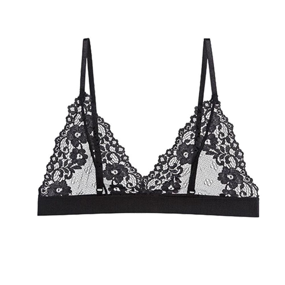 (black, S) Classic Transparent Bra Lace Sexy Temptation Underwear Women Ultra Thin Push Up Brassiere Wireless Bralette Lingerie