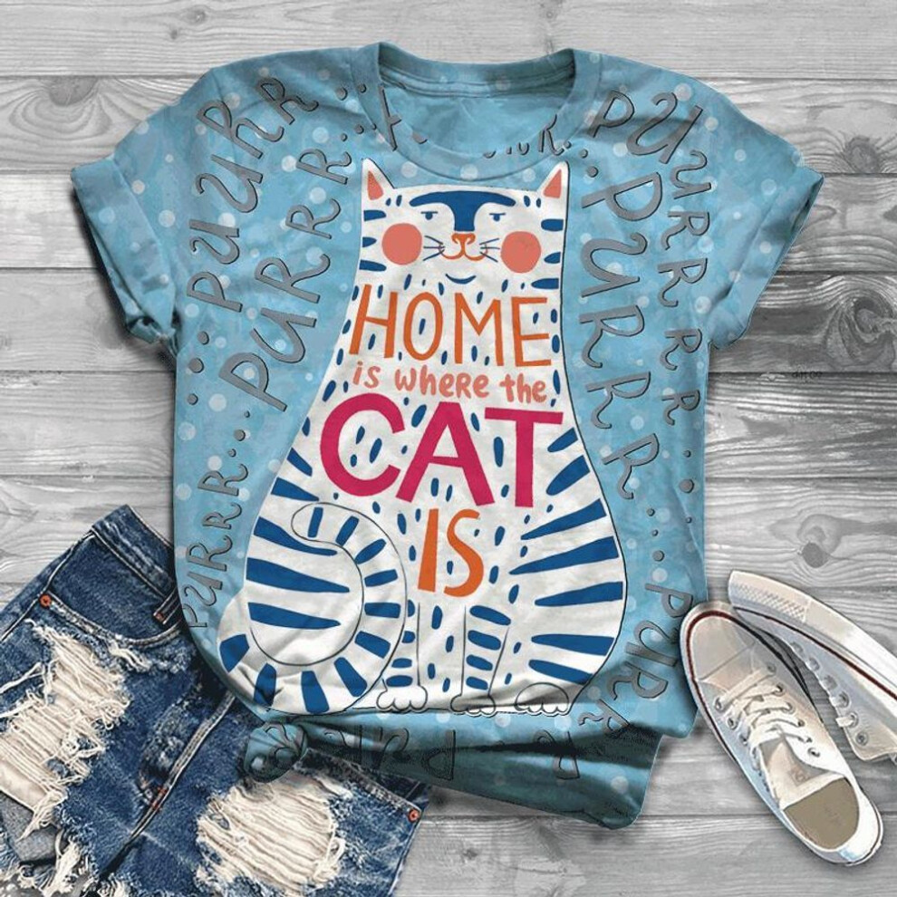 (7XL, blue) 2021 New Pattern Women Tshirt Ladies Short-sleeved Top T Shirt Cute Butterfly 3D Printing Tee Plus Size
