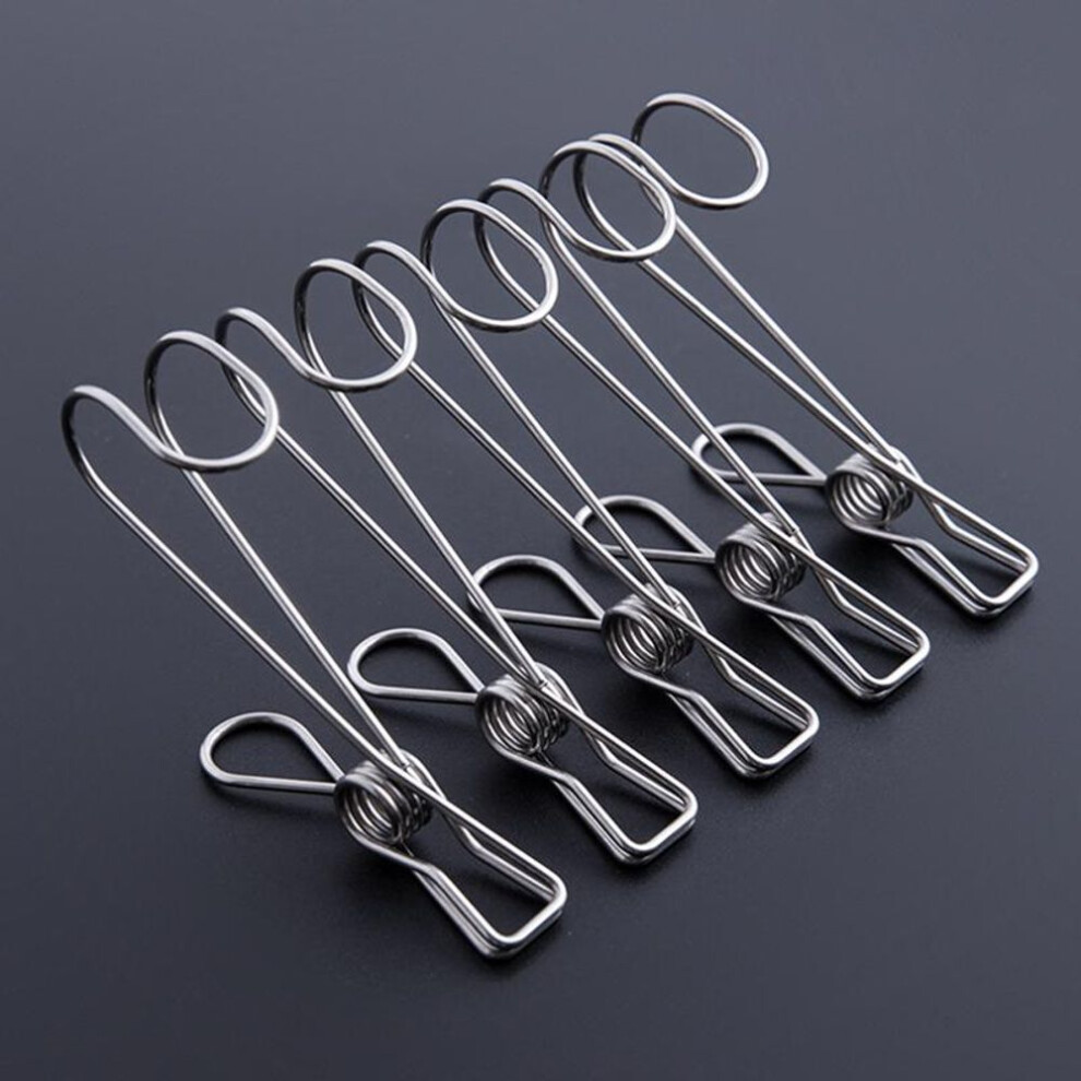 (as the picture, 9.5cm) 5pcs Stainless Steel Clothespin With Hook Home Kitchen Supplies