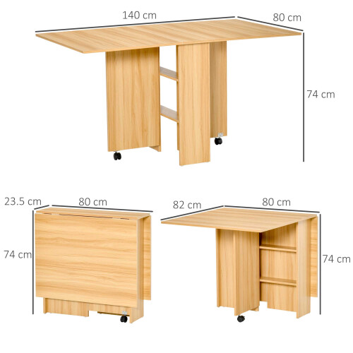 Homcom HOMCOM Foldable Dining Table with Storage Shelves for Kitchen, Dining Room 1