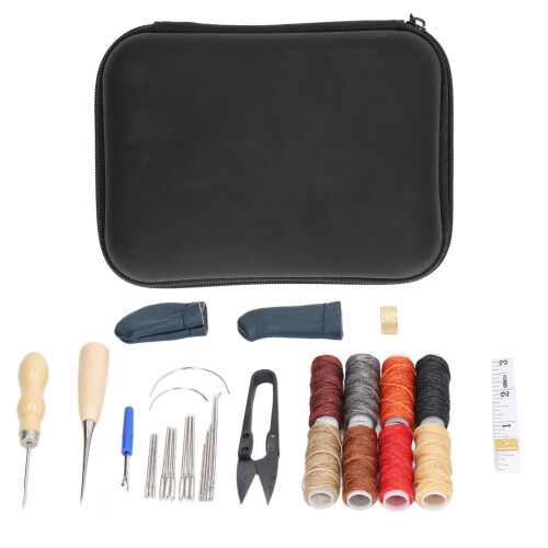 32 Stück Leder-Werkzeug-Set All-in-One Handnähset Silber 1