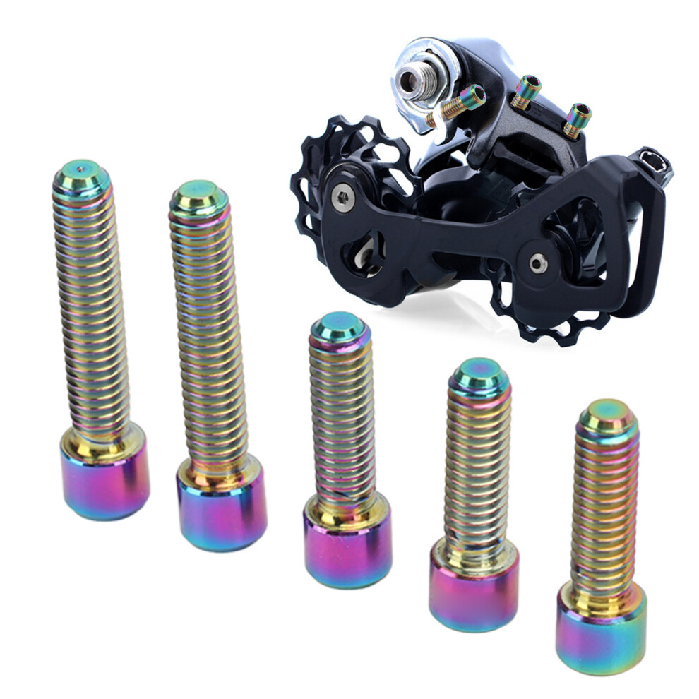 5Pcs Derailleur Screws M4 3Pcs 13.5 2Pcs 20Mm Titanium Alloy Rustproof Easy Installation Cage Screws For Mountain Bike Colorful 7891321212851