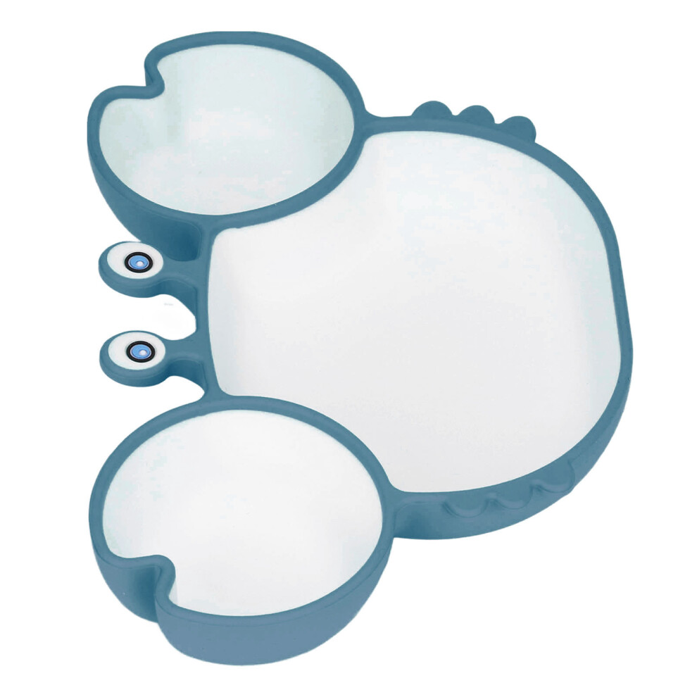 Crab Suction Plate with Suction Cup Base Silicone Divided Plate Easy Scooping Eco Friendly for Most Tables High Chair Blue