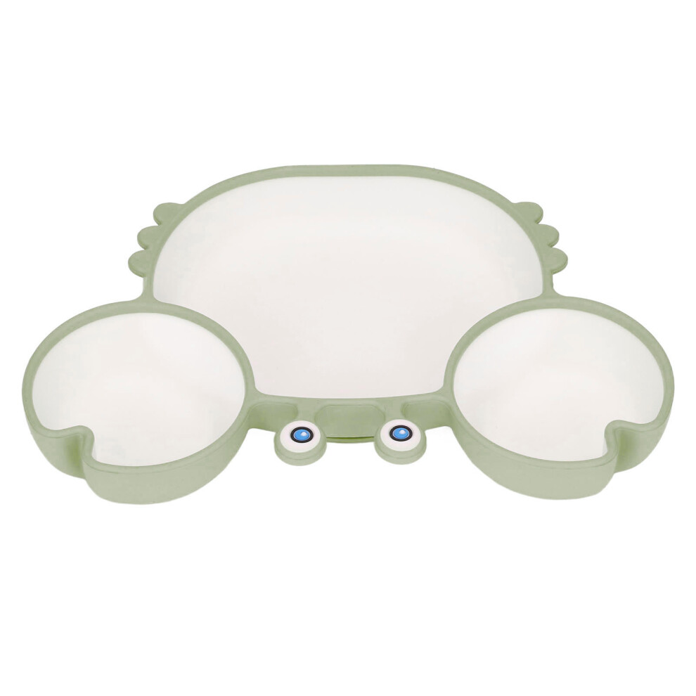 Crab Suction Plate with Suction Cup Base Silicone Divided Plate Easy Scooping Eco Friendly for Most Tables High Chair Green