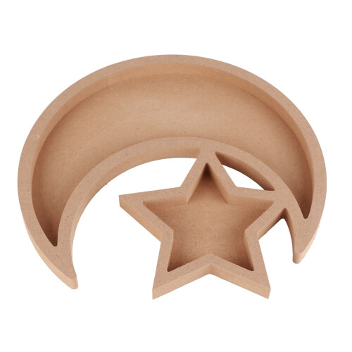 Eid-Holz-Desserttablett Mond natur Buchsbaumholz 30cm