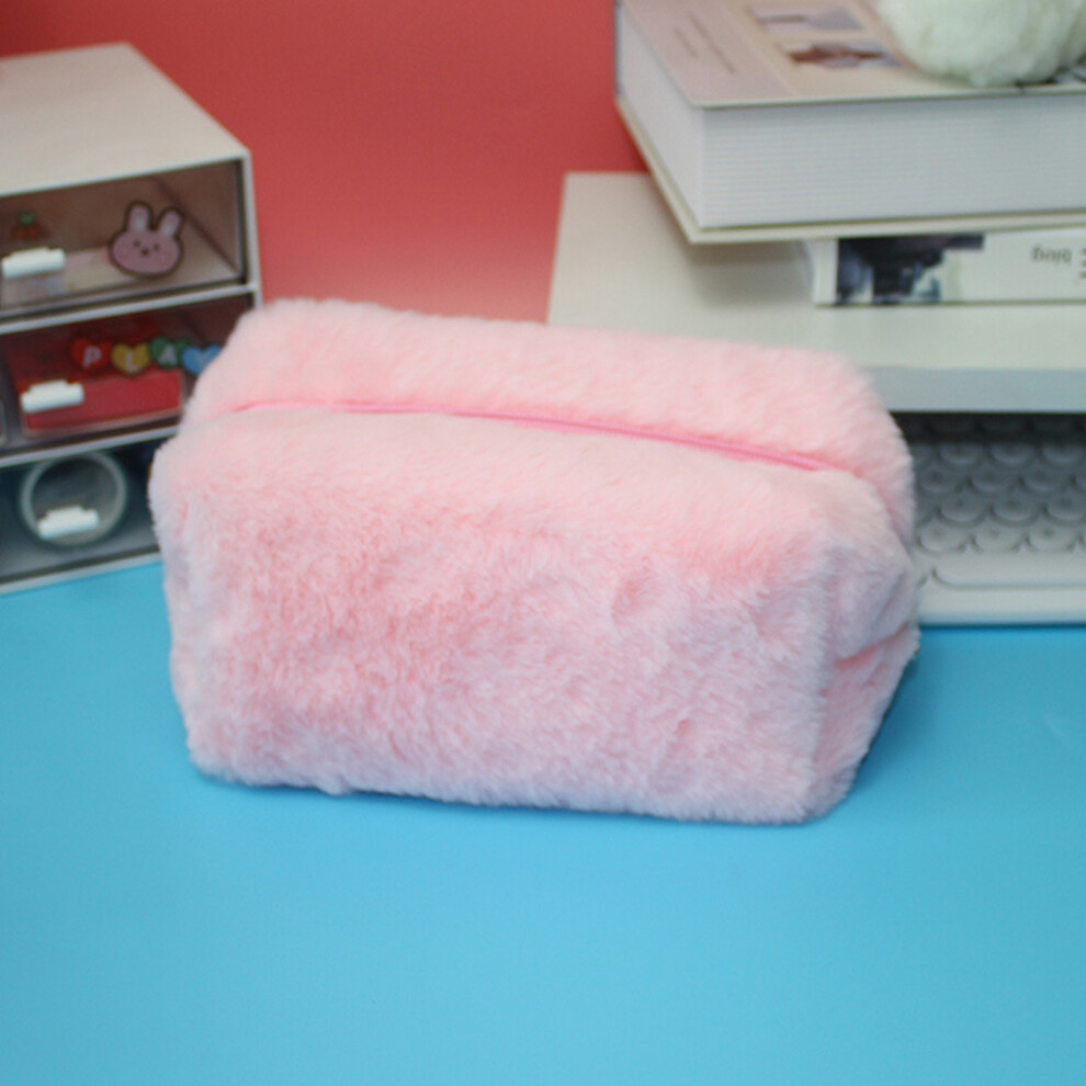Plush Makeup Bag Lovely Soft Plush Fluffy Makeup Bag Fluffy Makeup Bag Portable Cosmetics Bag for Girls Water Pink