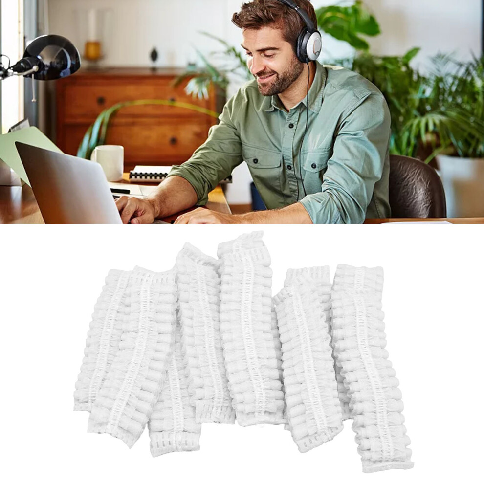 100Pcs Disposable Earpad Covers Stretchable Sanitary Headphone Ear Covers For Most Of Headphones White 8761321222251