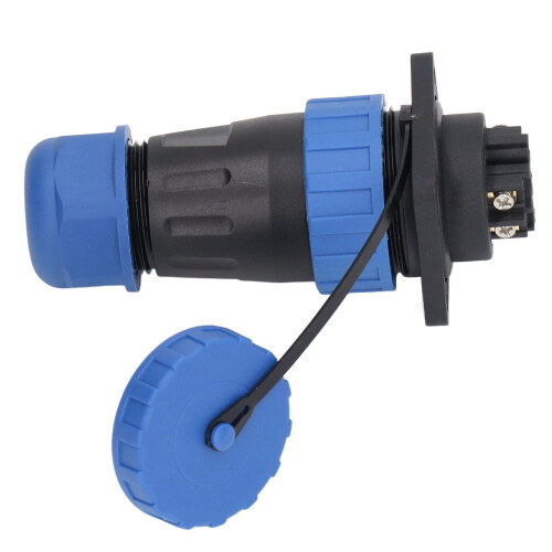 Conector impermeable de 5 pines 380V 45A IP68 negro, 28mm 2