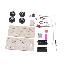 Kit de coche RC de madera DIY, madera compuesta, 2 pilas AA