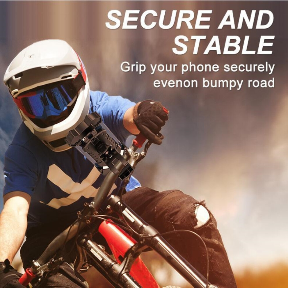 Bike Phone Holder Motorcycle Phone Mount Bike Handlebar Cell Phone Clamp Scooter Phone Clip Black 5071321226528