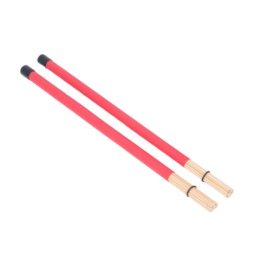 2Pcs Drum Brush Drumstick Stick Mallet Bamboo Percussion Tool Instrument Accessory Set Kit Red 2