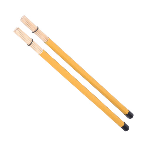2-Stück Bambus-Schlagzeugbürsten-Set, gelbe Schlägel 2