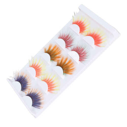 5 pares de pestañas largas y rizadas con gradiente 6D multicolor 2