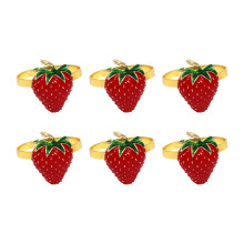 Anillos para servilletas de metal con diseño de fresa & limón material de aleación duradera 4 piezas