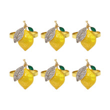 Anillos para servilletas de aleación con motivos de fresa y limón – Decoración elegante para la mesa, juego de 4