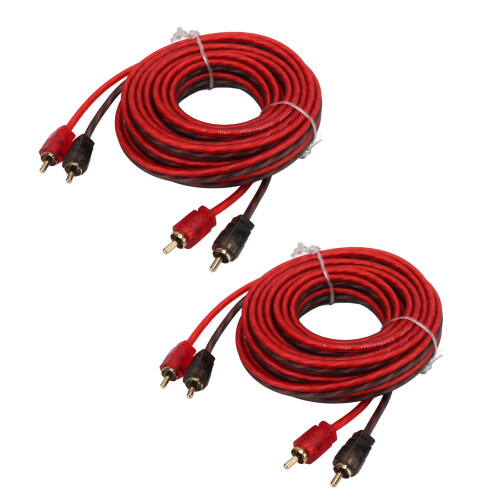 2 Stück Auto-RCA-Kabel Männlich zu Männlich 5 m Schwarz Ø 3,8+3,8 mm 1