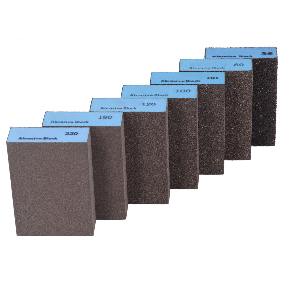 7Pcs Sanding Sponge 36 60 80 100 120 180 220 Grits Wet Dry Sander Block Tool Set Kit 4311321241413