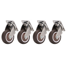 Ruedas para muebles de 2 pulgadas, 4 piezas, goma suave, cromadas, resistentes a golpes