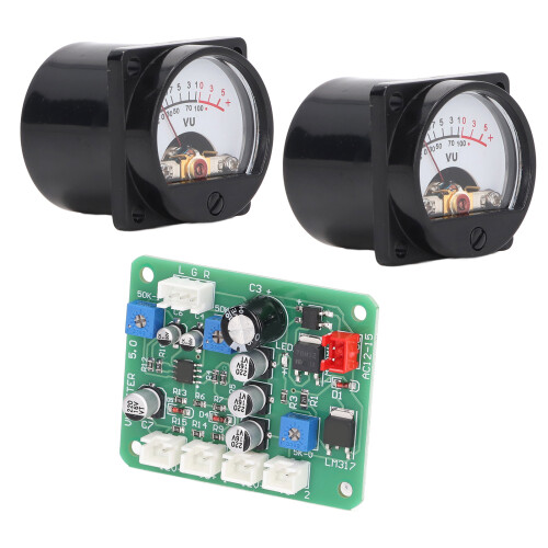 2PCS VU Meter Panel Warm Back Light Recording Audio Level Amplifier Driver Board with Cable