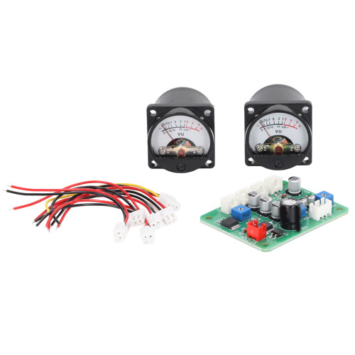 2PCS VU Meter Panel Warm Back Light Recording Audio Level Amplifier Driver Board with Cable 1