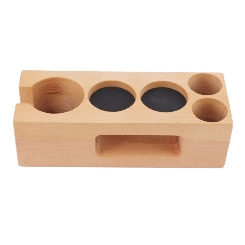 Tamper-Halter aus Buche mit 5 Löchern und Matte 1