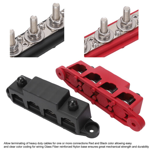 M8 Schwarz-Rot Power-Verteilerblock 250A/62,5A Paar 2