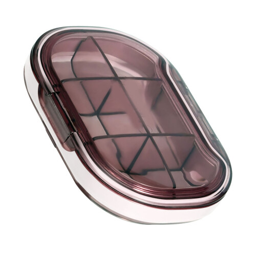 Tragbare Mini-Pillendose – Große, transparente pinkfarbene Pillendose 7,1 oz