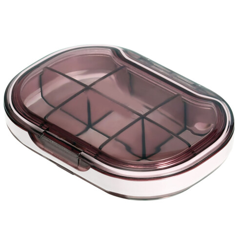 Tragbare Mini-Pillendose – Große, transparente pinkfarbene Pillendose 7,1 oz 1