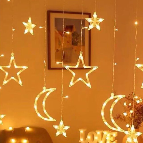 Star Moon Vorhang-Lichterkette 400g Warmweiß 2