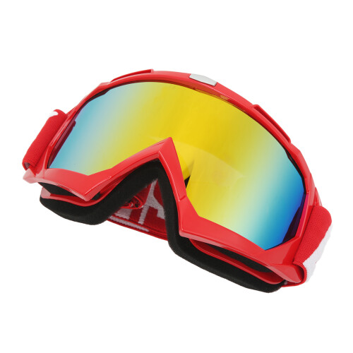 Motorradbrille PC-Schaumstoff roter Rahmen rote Linse