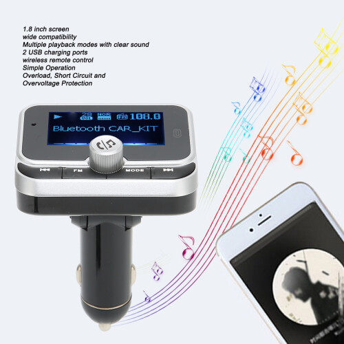 Bluetooth-FM-Transmitter 1G-32G, 1,8-Zoll-LCD, Schwarz 2