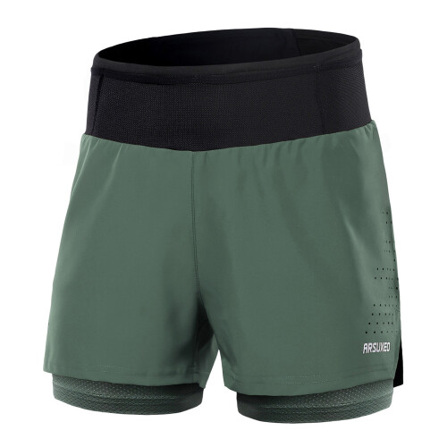 Shorts de running 2 en 1,92/8P/S,EU S-XXL,Negro/Azul/Verde militar 2