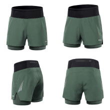 Shorts de running 2 en 1, cintura alta, negro, tallas S-XXL