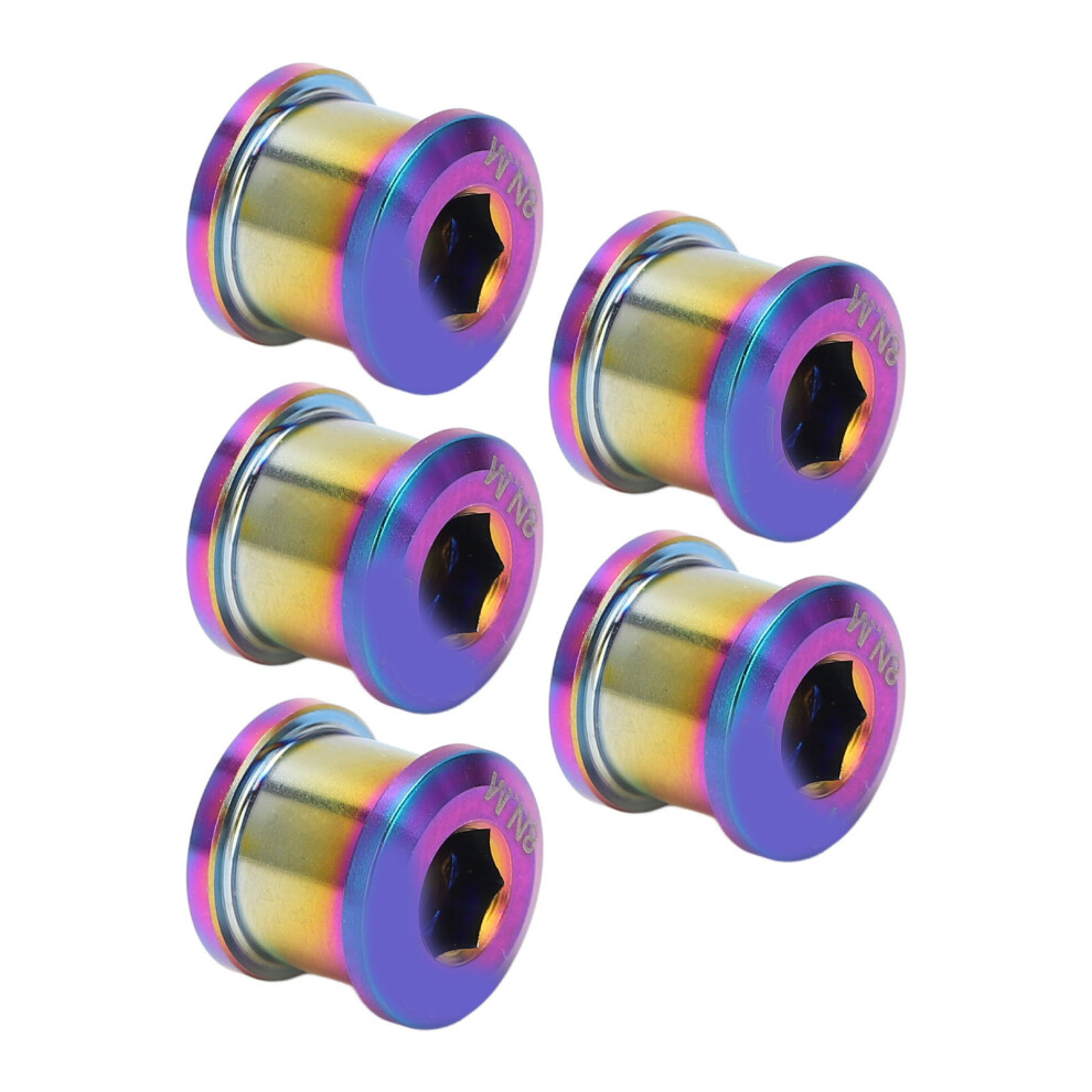 5Pcs 6.5Mm Bike Single Chainring Screw Titanium Alloy Rust Protection Cycling Chainring Wheel Bolts For Small Wheel Bike Colorful 9491321253489