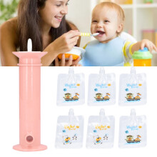 7pcs Set Baby Food Pouch Maker Pure Color Pouches Toddler Fruit Squeeze Puree Filler for Kids Rose