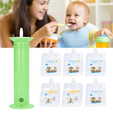 7pcs Set Baby Food Pouch Maker Pure Color Pouches Toddler Fruit Squeeze Puree Filler for Kids Vert