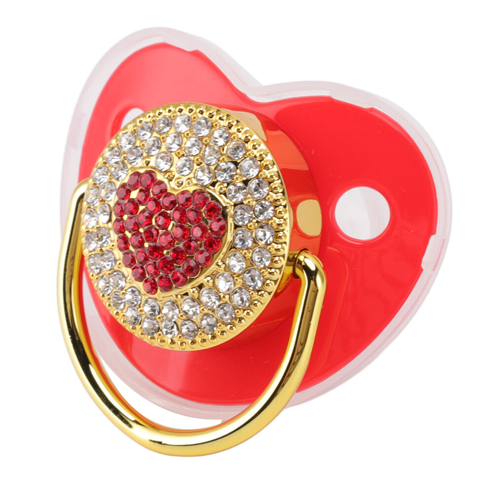 Baby Pacifier Heart Shape Shinning Rhinestones Infant Dummy Soother Soft Baby Soother Nipple Light/Red