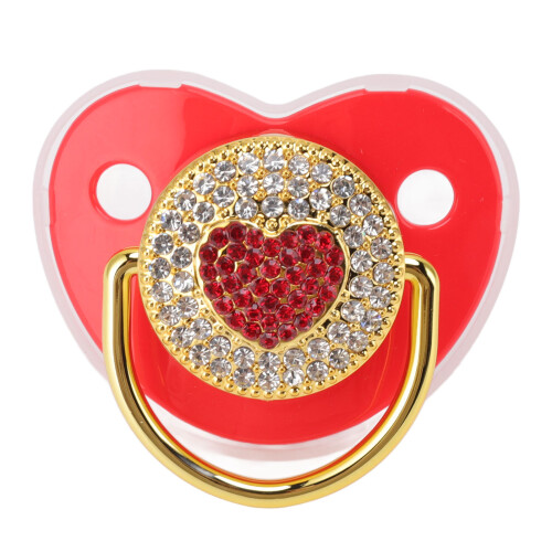 Herzförmiger Rhinestone-Schnuller 6-18 Monate Rot 1