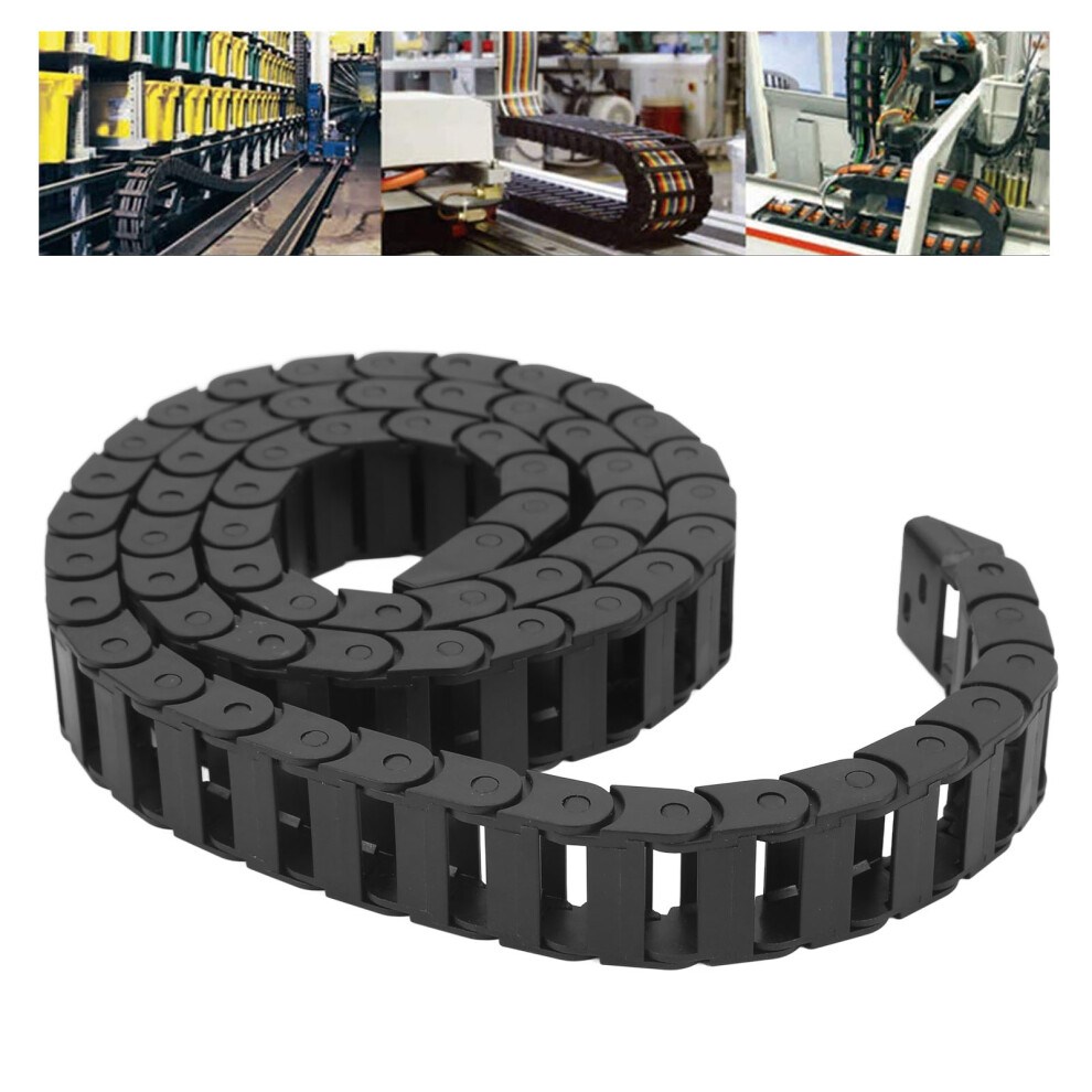 Cable Wire Carrier Drag Chain Plastic For Cnc With End Connector Bridge Type 1Meter Long Black 4621321261428
