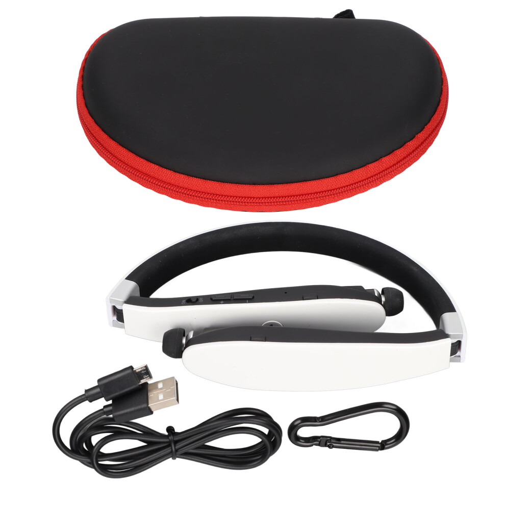 Neckband Bluetooth Headphone Stereo Noise Cancelling Foldable Retractable Earbuds Wireless Headset With Mic White 6931321263055