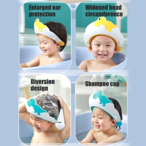 Gorro de champú de dinosaurio, 2 piezas, ajustable de 15 a 24 pulgadas 2